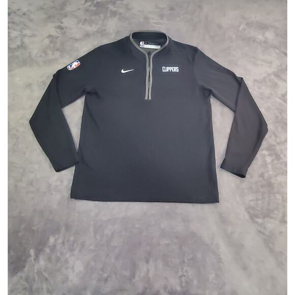Nike Engineered Sz M Los Angeles Clippers Jacket Mens Black 1/4 Zip Fleece C17 - Picture 1 of 9